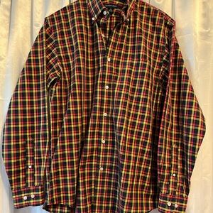 Lands' End Men'sTrad Plaid Button Down Shirt